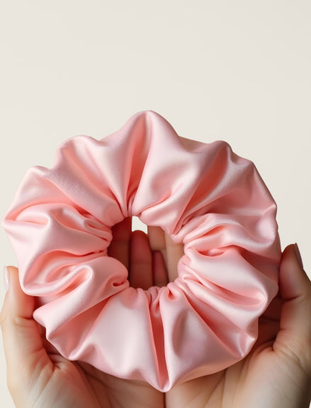 Sunset Pink Silk Scrunchies