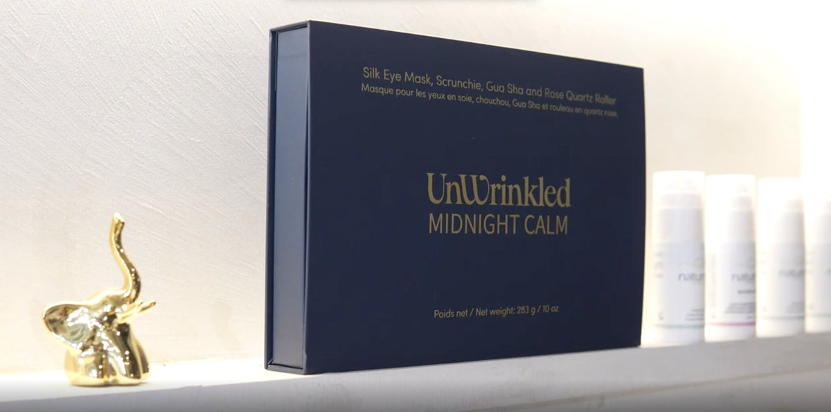 The navy Midnight Calm box, front of pack