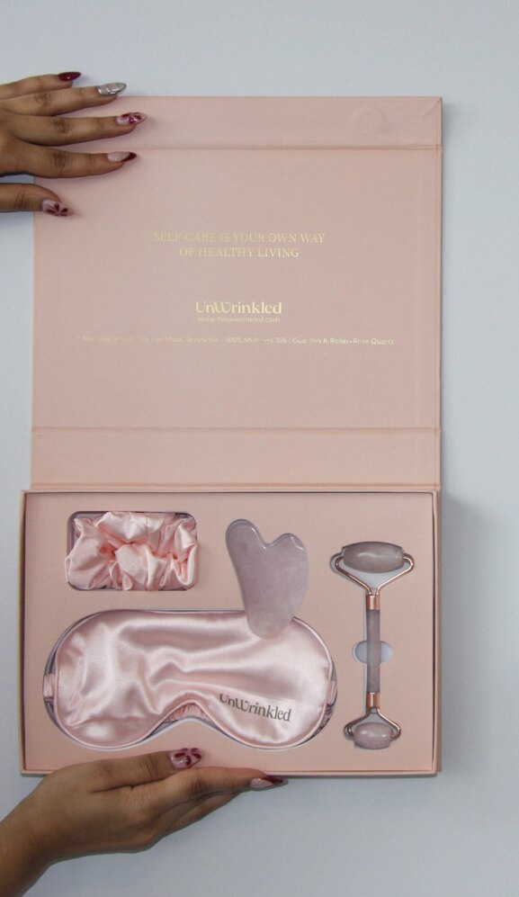 Rose Ritual box held open showing all four pieces